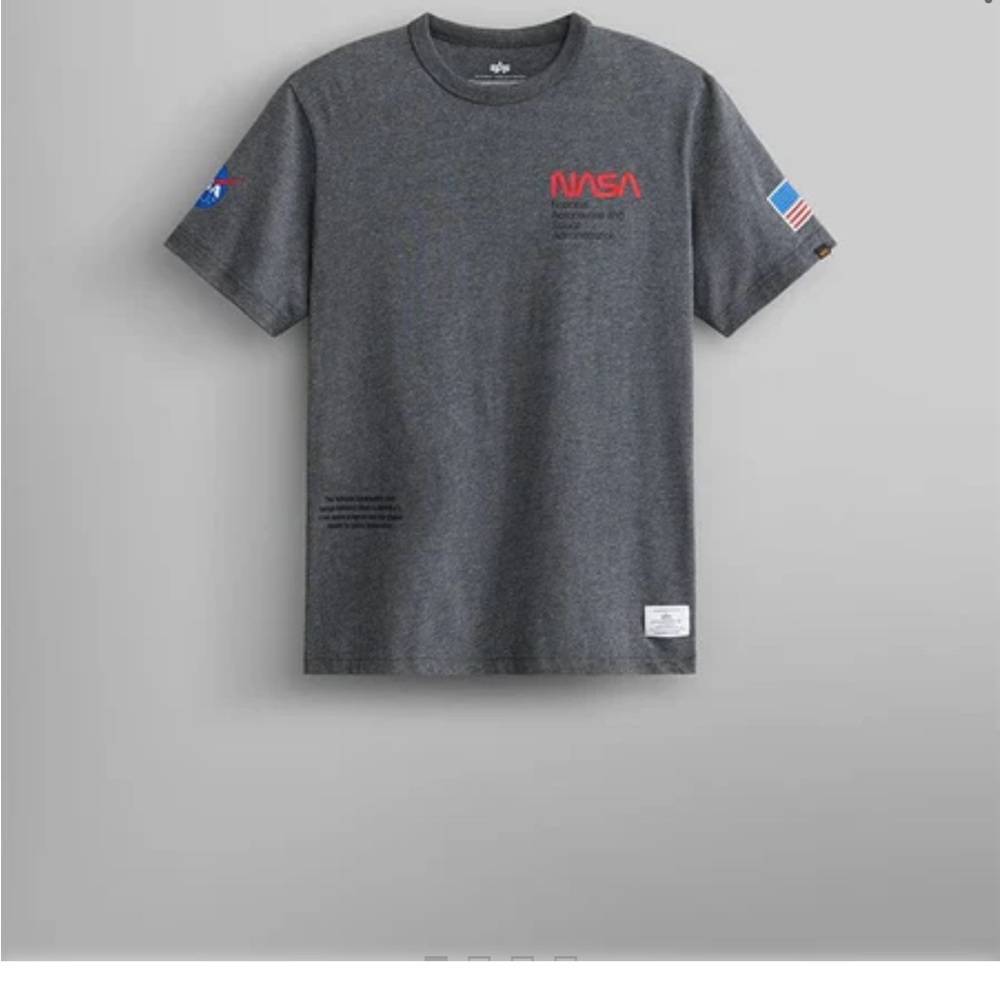 Alpha Industries Gray Short Sleeve Tee with NASA Theme